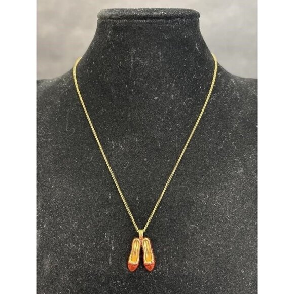 Jewelry - Ruby Red and Gold Tone Slippers Necklace